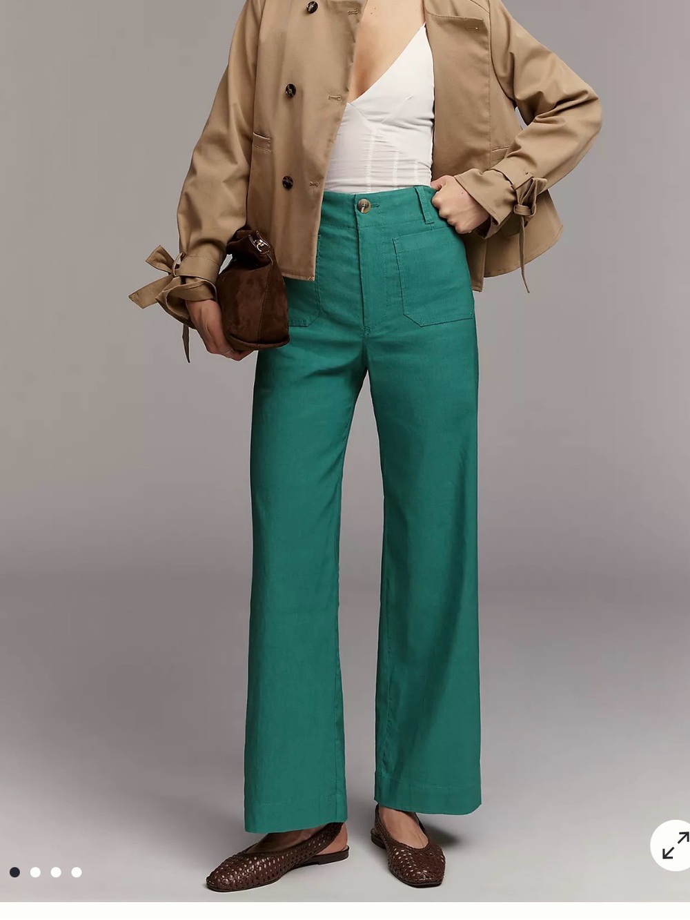 Anthropologie Kelly Green Wide-Leg Pants 10P